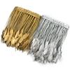 2Yards Golden Goose Feather Trim Tassel Fringe Stripped Coque Gold Silver Geese RibbonTape Wedding Decoration Handicraft Clothes