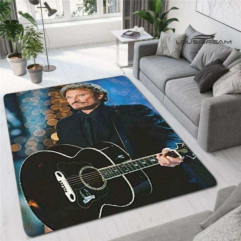 Ковер с принтом французской рок-звезды Джонни Холлидея, игровая комната, гостиная, спальня, нескользящий ковер, реквизит для фотосъемки, подарок на день рождения