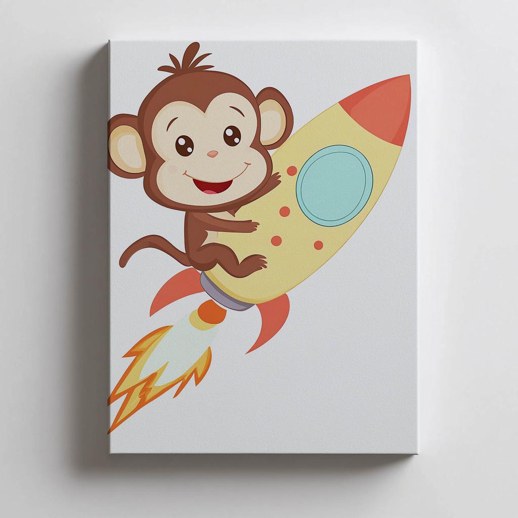 Monkey In Space Poster Monkey In Space Poster, 30X40 Cm, Gold Aluminum Frame, 230 Gsm Matte Paper