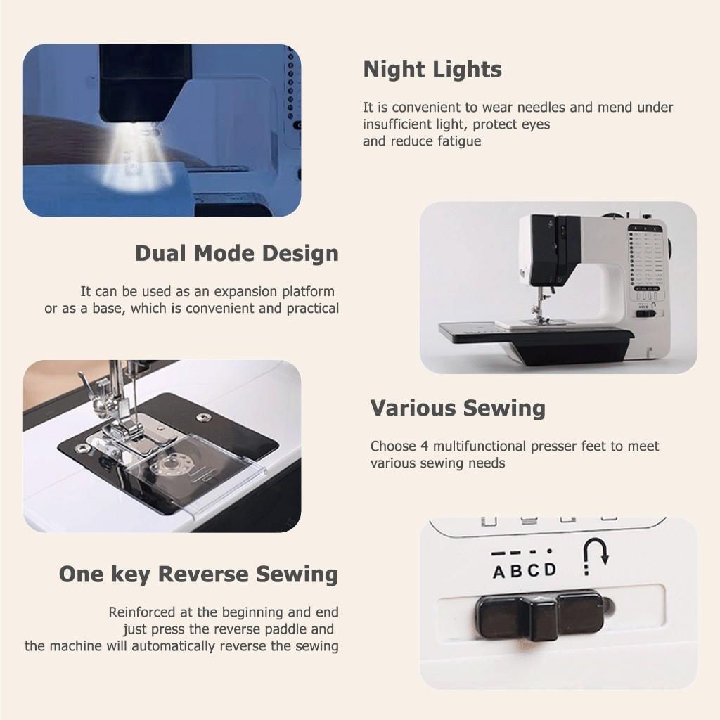 Мини швейная машинка 38 стежков Электрическая швейная машинка с двойной нитью со столом-удлинителем EU