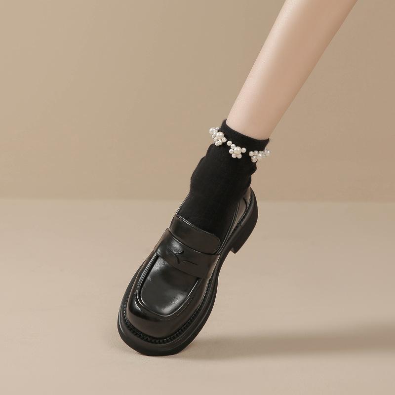 Туфли на плоской подошве из натуральной кожи Huizhou женские, виноградные, такие же, кожаные туфли, британский стиль, мокасины на высокой платформе женские