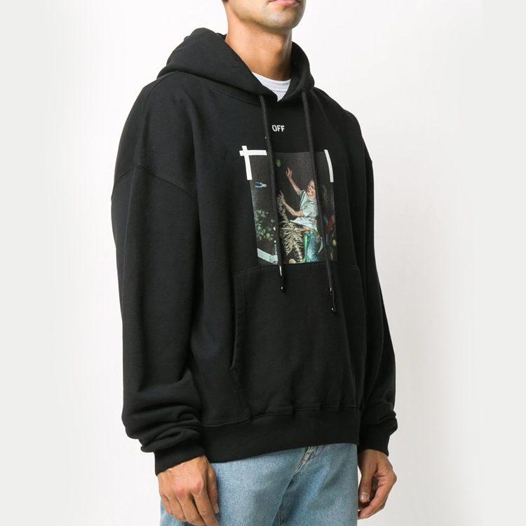 OFF WHITE FW20 Осенняя толстовка Свободный крой Мужская Черная OMBB037F20FLE0121001