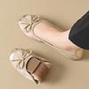 Мода Новая Овчина Весна Одиночная Обувь Женская Обувь на Плоской Подошве Корейский Стиль Губа на Лоферах Бант Шнуровка Удобная Обувь