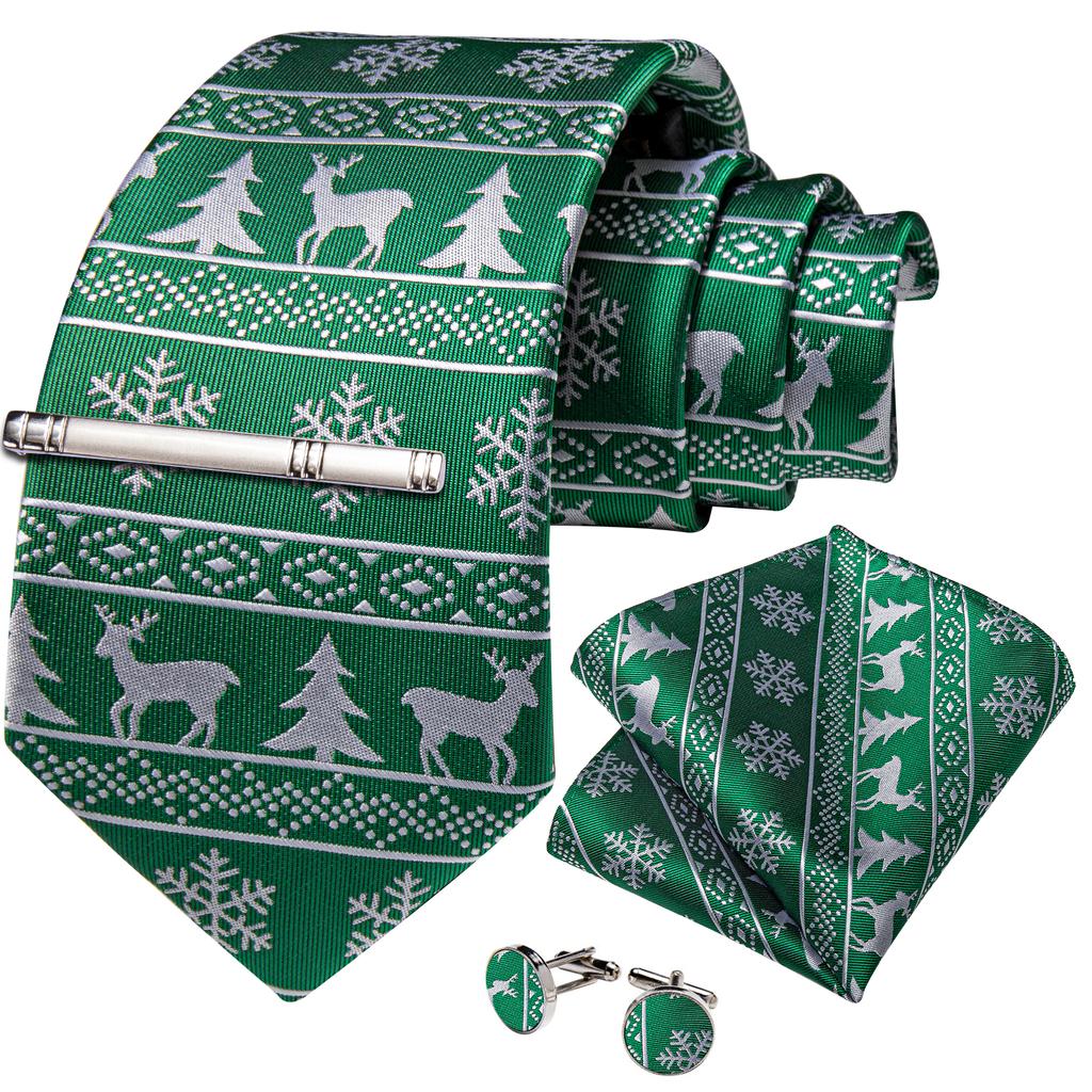 Men's Tie Silk Paisley Classic Wedding Necktie and Pocket Square Cufflinks Set