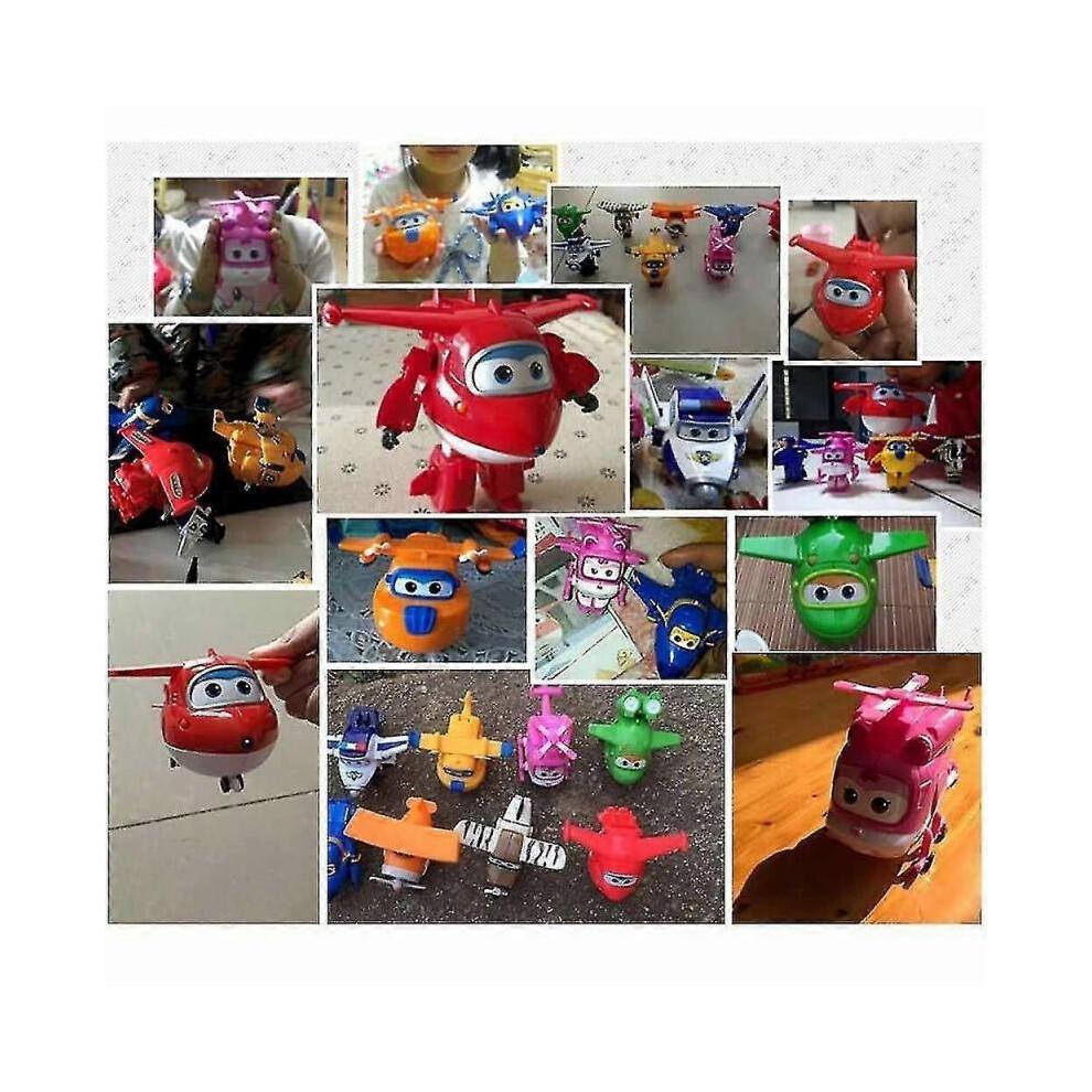 8pcs Set Tv Animation Super Wings Transforming Plane Mini Characters Kid Toys