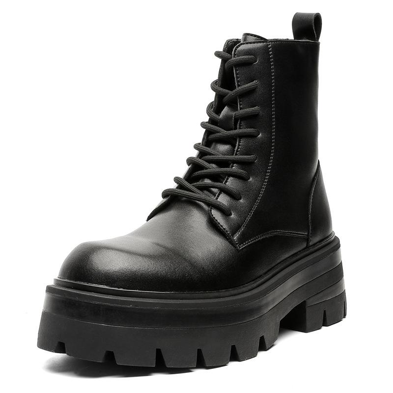 Мужские ботинки Мартин на толстой подошве, увеличивающие рост, в британском стиле, высокие, на молнии, увеличивающие рост, рабочие короткие ботинки 28293-J