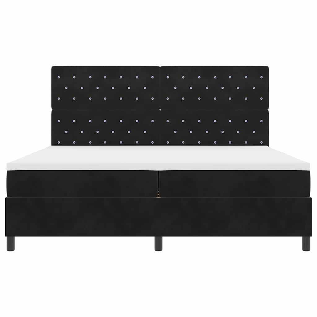 Box Spring Bed with Mattress Black 200 x 200 cm Velvet