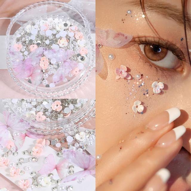 Miumi - Цветочная клейкая грань-камень для макияжа лица, украшение (Различные дизайны)