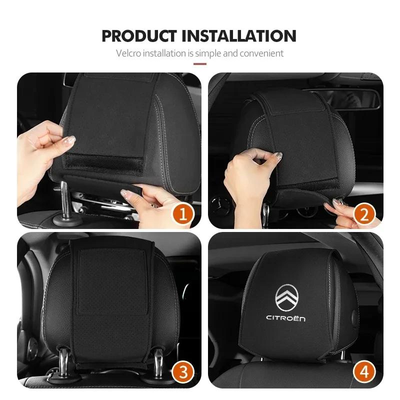 APS2   Car Seat Headrest Cover Suede Perforated Pillowcase Pad For Citroen C4 C3 C5 C1 C2 C6 C4L DS3 DS4 Berlingo Picasso Jumper