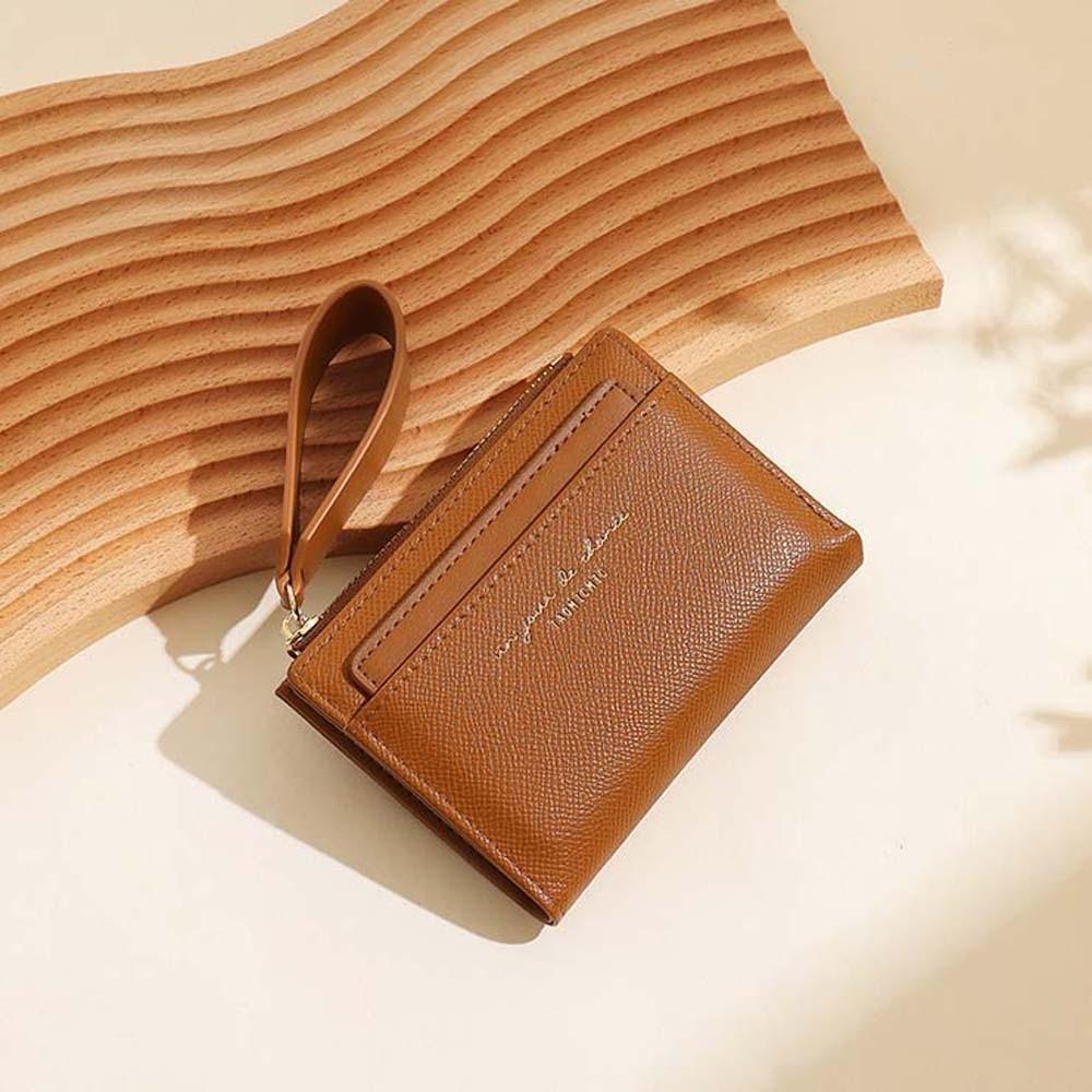 Портативный однотонный карман для карт, несколько карт, женский короткий кошелек из ПУ, женский складной кошелек, для бизнеса