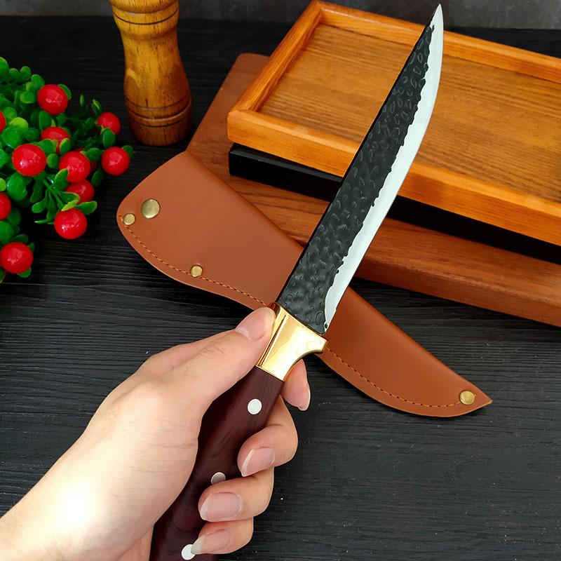 Нож для обвалки Кливер Кухонный нож из нержавеющей стали Нож для нарезки с чехлом для ножа