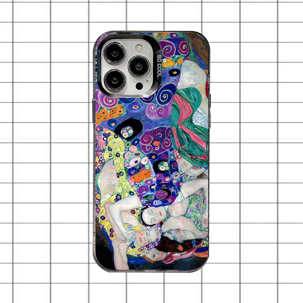 Чехол для телефона с картинами Густава Климта Искусство Для iPhone 17,16,15,14,13,12,11,8,7,Pro,Max,Plus,Mini,XS,SE Противоударный Черный Матовый Жесткий