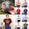 Moo Deng Tiny Baby Hippo Star Thailand Cute Pygmy Hippo Unisex Men Women Kid T-Shirt Cropped Shirt Print Short Sleeve Round Neck Big Size