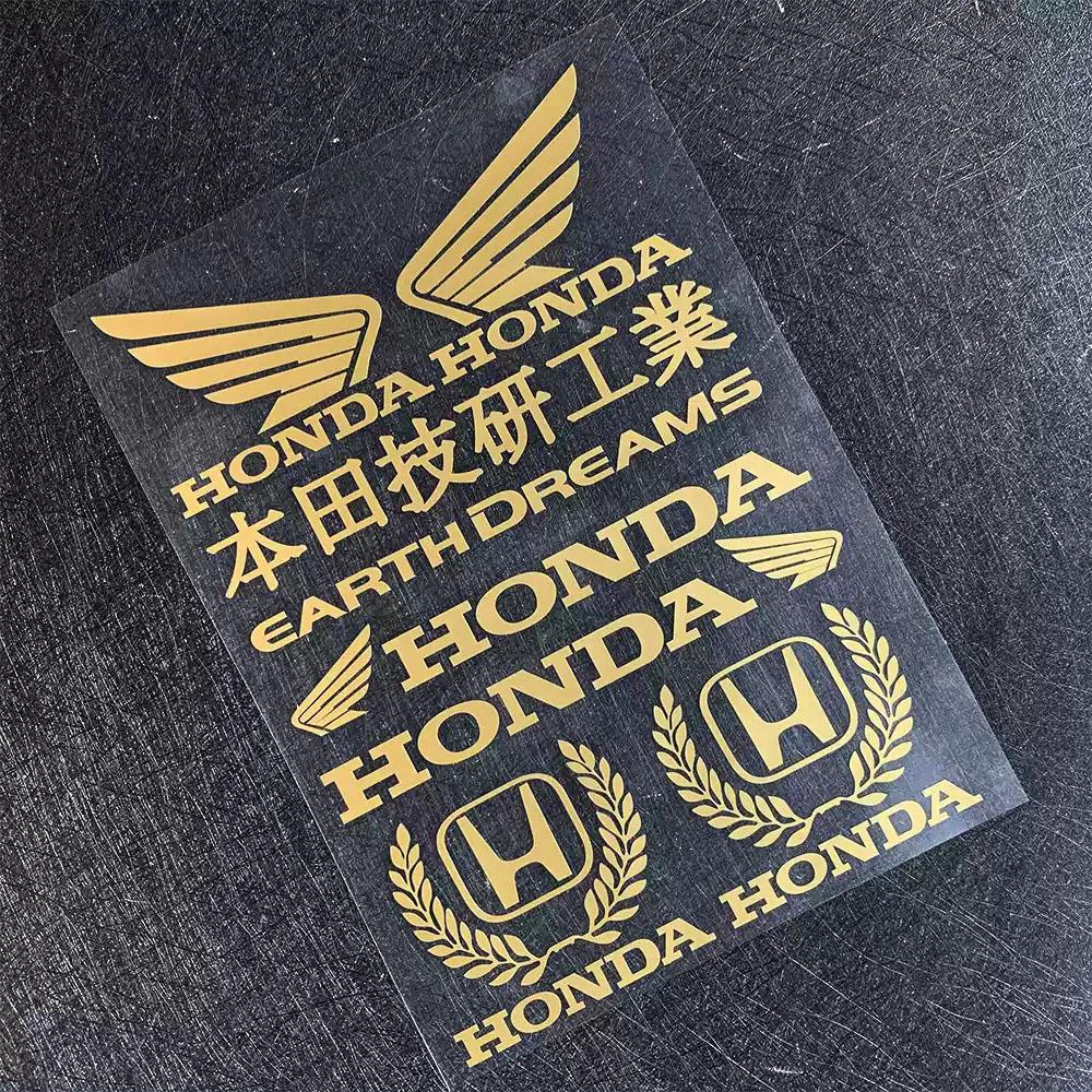 AYE1 Hot Sale Motorcycle Stickers Carved Hollow Letter Honda Logo Reflective Racing Helmet Decals Tail Box Shock Absorber Decoration