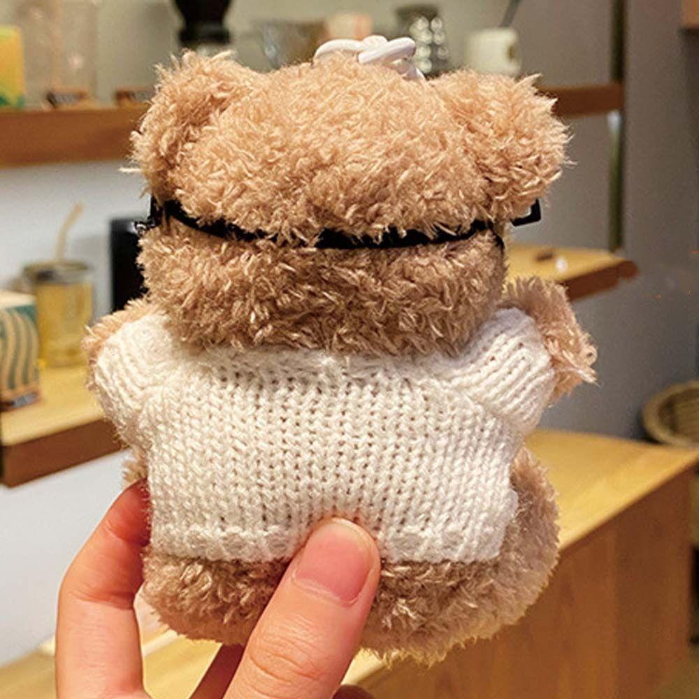 Очки Пилот Медведь Брелок Колокольчик Мягкая Игрушка Подвеска Креативный Плюшевый Медведь Кольцо для Ключей Женский