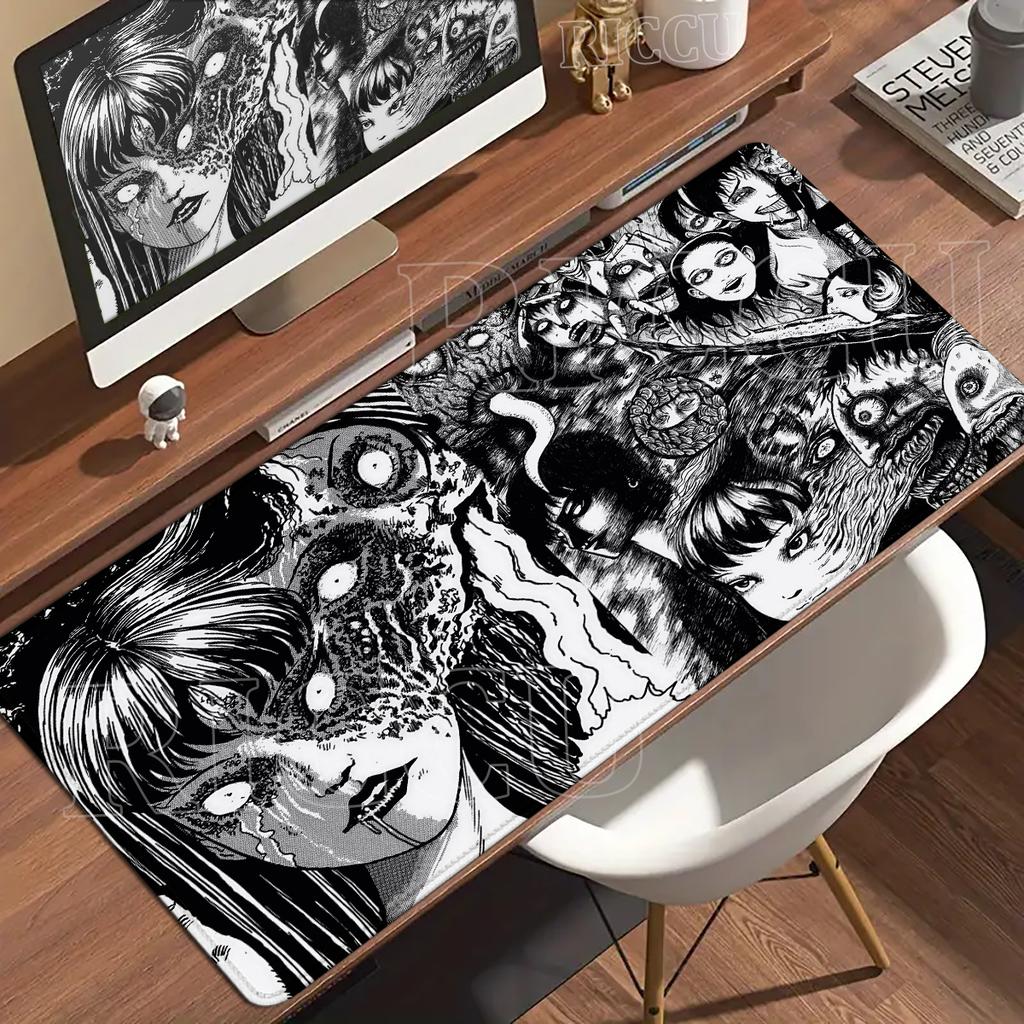 Black And White Mouse Pad XXL HD Anime Girls Desk Pad Extended Gaming PC Keyboard Mats Large Gamer Collage Horror Anime Mousepad