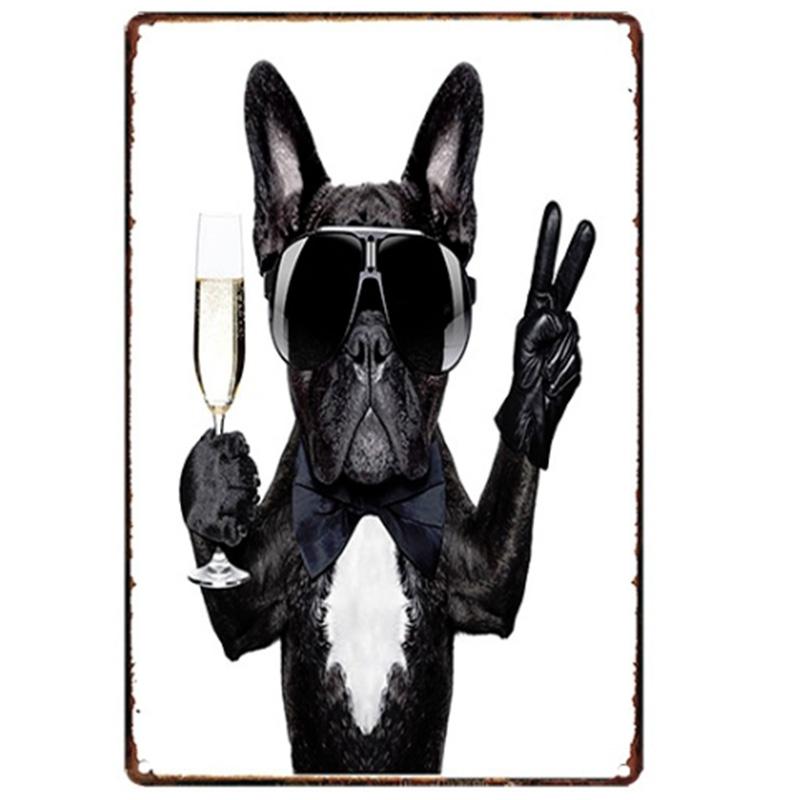Mfoever Christmas Dog Decor Metal Tinplate Poster New Year Festival Decor xcm Cute Dog Poster