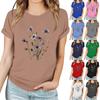 Женская повседневная футболка с принтом, пуловер с круглым вырезом, топ с короткими рукавами