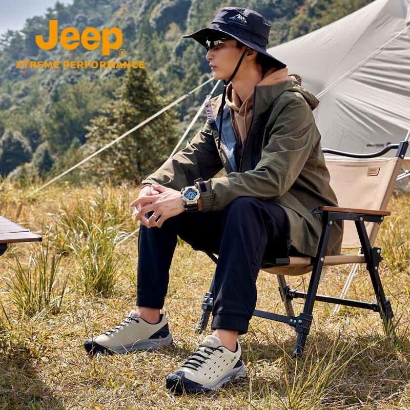 Jeep Мужские дышащие походные туфли в стиле business casual с амортизацией