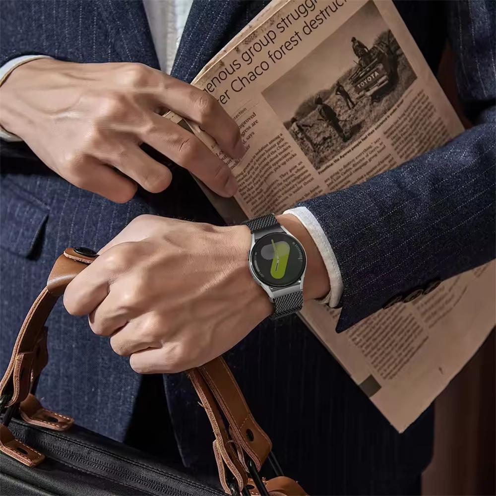 22-миллиметровый ремешок для часов из нержавеющей стали для Huami Amazfit Bip 5/Xiaomi Watch S2/Haylou Solar Plus LS16/Garmin Forerunner 265 Толстый сетчатый миланский ремешок