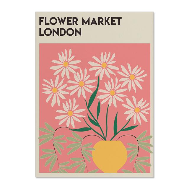 Абстрактные Цветы Рынок Винтаж Акварель Настенная Живопись Холст Картина Скандинавские Плакаты И Принты Настенные Картины Для Декора Гостиной Без Рамки