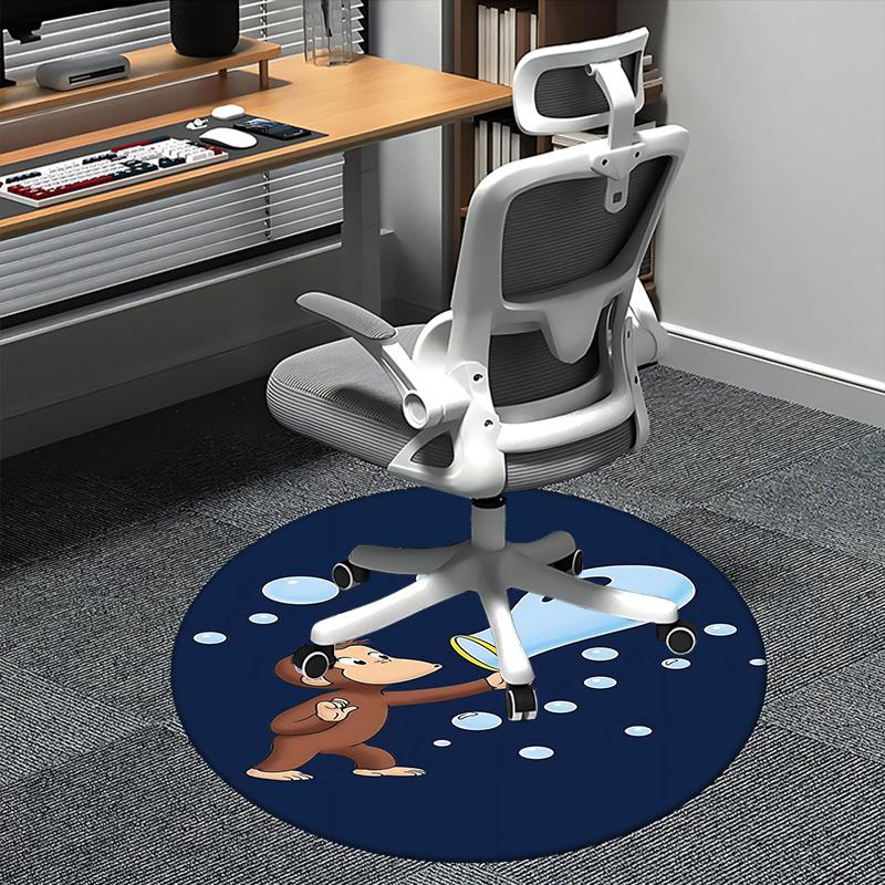 Curious George,Bubbles Chair mat Round Rug Office carpet, Non slip, Suitable for Living Rooms, Bedrooms,Decor1205808a