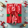 Christmas Tree Topper Bow Striped Print Xmas Wreath Gift Bow Christmas Home Indoor Outdoor Decoration