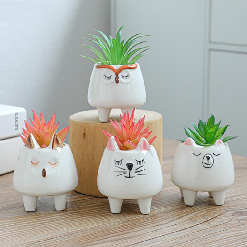 Цветочный горшок с милыми животными, сочный горшок, керамический горшок, домашний декор, настольные украшения, бонсай, горшок, украшение сада