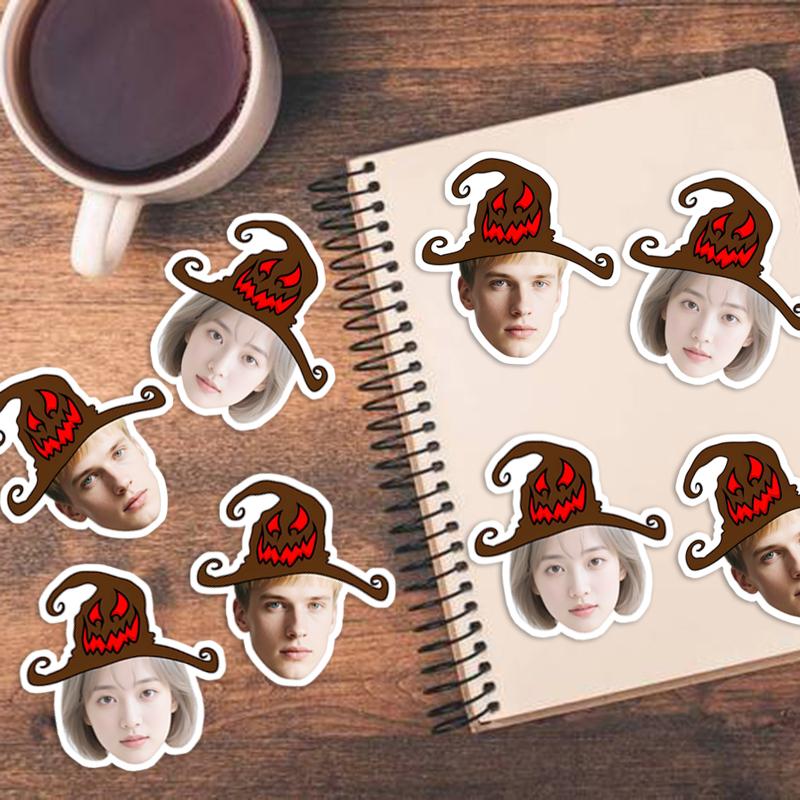 20pcs Personalized Pumpkin With Face Label Customized Halloween Sticker Custom Funny Hat Paper Stickers Hallow Party Supply