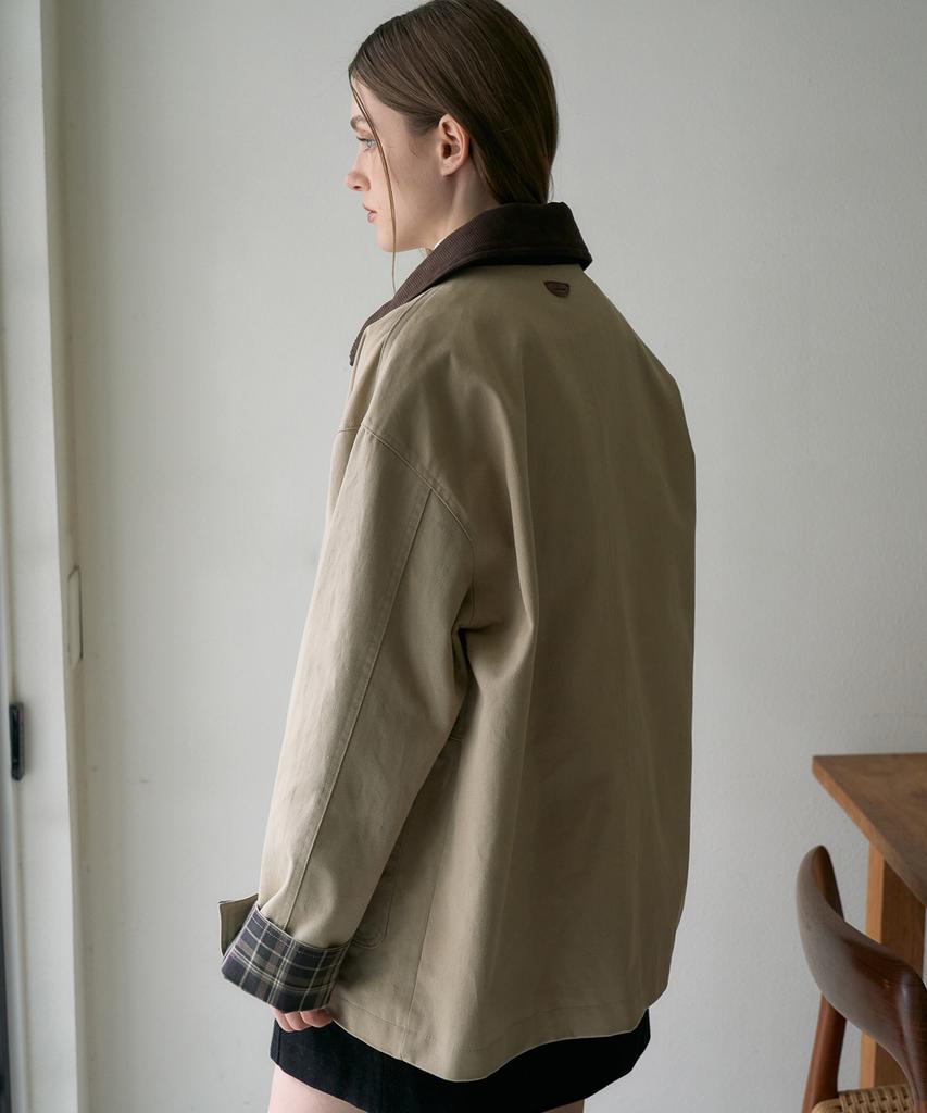 DEHEVE Check Sleeve Work Jacket [Beige]