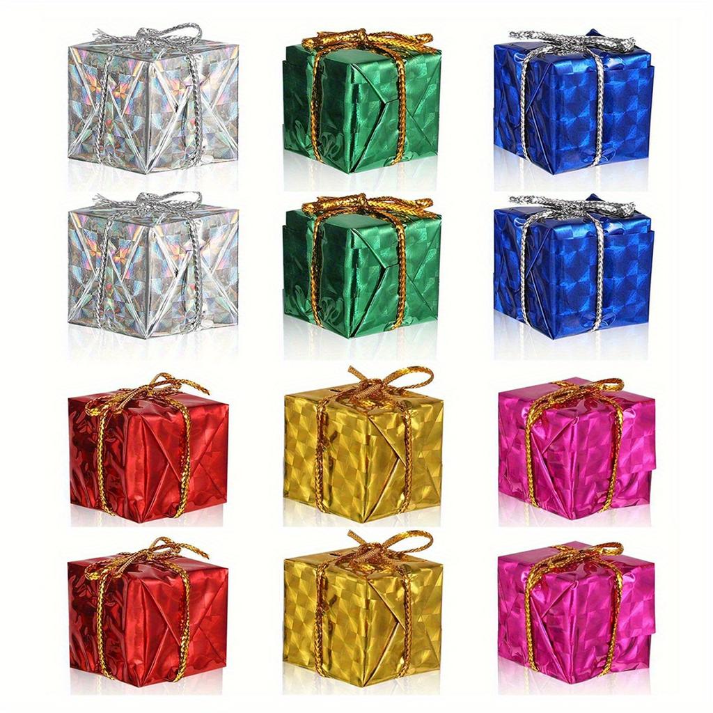 24pcs Christmas Tree Ornaments Hanging Small Gift Boxes Pendants Xmas Tree Decor Party Supplies