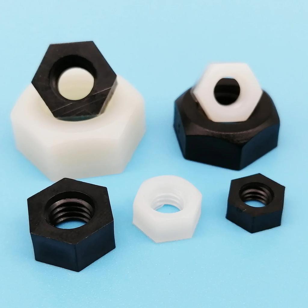 Black White Metric Threaded Bolt Screw M3 M4 M5 M6 M8 20/50pcs Brand New Durable Nylon Plastic Insulation Hex Hexagon Nut