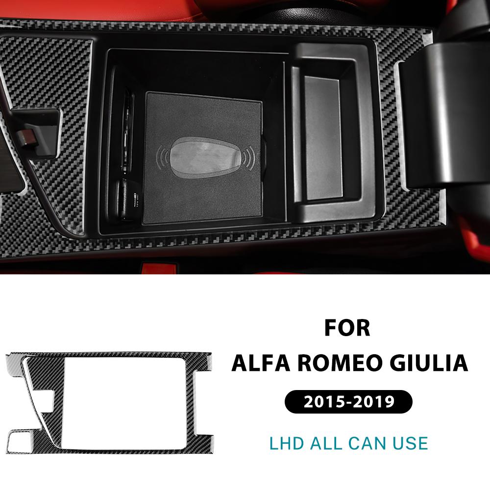 Real Soft Carbon Fiber Sticker For Alfa Romeo Giulia 952 2015 2016 2017 2018 2019 LHD RHD Car Armrest Box Interior Accessories