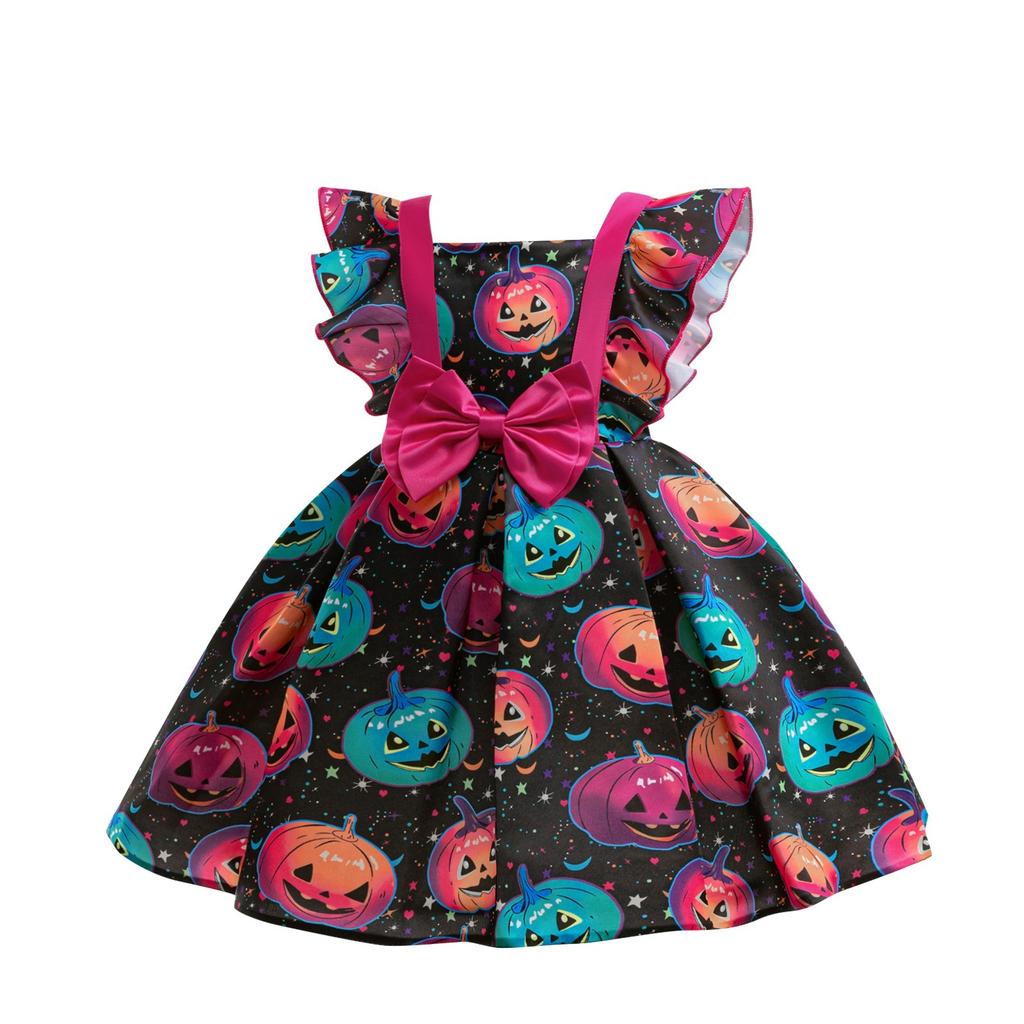 Halloween Girls Dress Printed Dress Witch Role Play Cosplay Costume Masquerade Costume