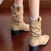 Матовые ботинки Женская обувь Ретро ботинки до середины икры Ботильоны-чулки на высоком каблуке для похудения Ботинки Dui Dui