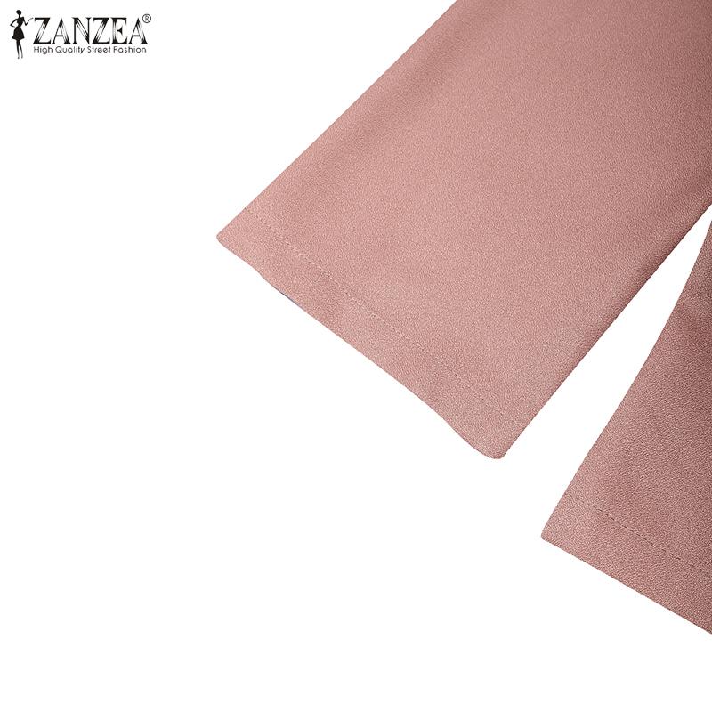 ZANZEA Женская повседневная блузка свободного кроя с круглым вырезом и рукавом 3/4