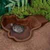 Tortoise Water Bowl with Ramp 2-in-1 Large Reptile Feeding Dish Bathing Pool Aquarium Ornament for Lizard Gecko Turtle Snake Bearded Dragon