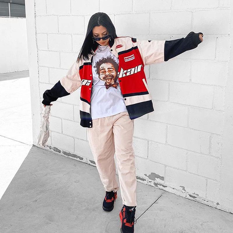 2023 Осень/Зима Спортивный Стиль Трехцветная Повседневная Куртка-Ветровка Мотоциклетная с Длинным Рукавом.