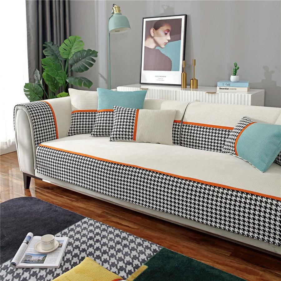 Роскошный клетчатый плотный мягкий плюшевый бархатный чехол для дивана, современный чехол для дивана с откидной спинкой, сиденье для дивана, полотенце для гостиной