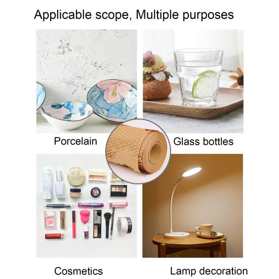 1 Roll Mesh Honeycomb Paper Biodegradable Space-saving Shock-proof Wrapping Paper Honeycomb DIY Roll Tissue Paper Office Supply