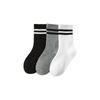 Striped College Style Kids' Mid-Tube Socks - Black, White, Gray for Spring & Autumn
