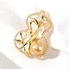 Simple Chinese-style Gourd and Bamboo Leaf Brooch, Versatile for Women's Charm, Pearl Brooch, Unique and Niche Design Sense Brooch