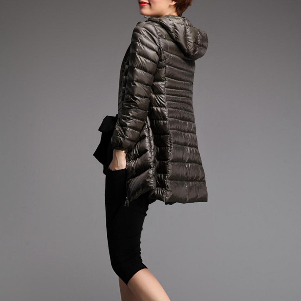 Spring and Autumn Hooded Down Jacket Plus Size Thin Slim Fit Mid-length Women's Jacket S-7XL Women