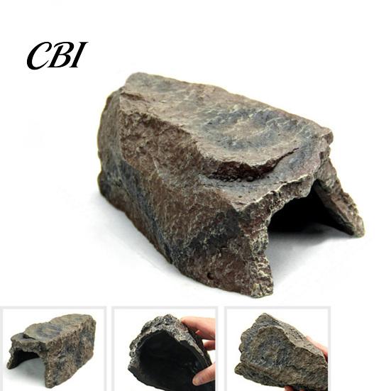Small Animal Hiding Place Reptile Hide Cave, Realistic Rock Look Resin Toad House, Humid Micro-environment Shelter for Frogs, Reptiles, Indoor
