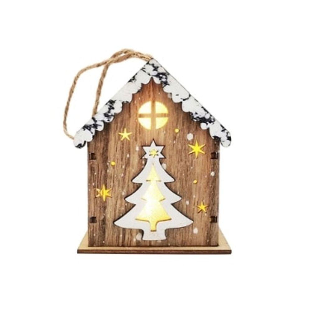 Red/wood Glowing Log Cabin Angle Elk Santa Claus Christmas Tree Decorations  Kids Gifts