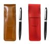 Тонкий пенал из воловьей кожи, красно-коричневый, набор, прочная металлическая вращающаяся шариковая ручка, черный цвет ASCR-TK23-B