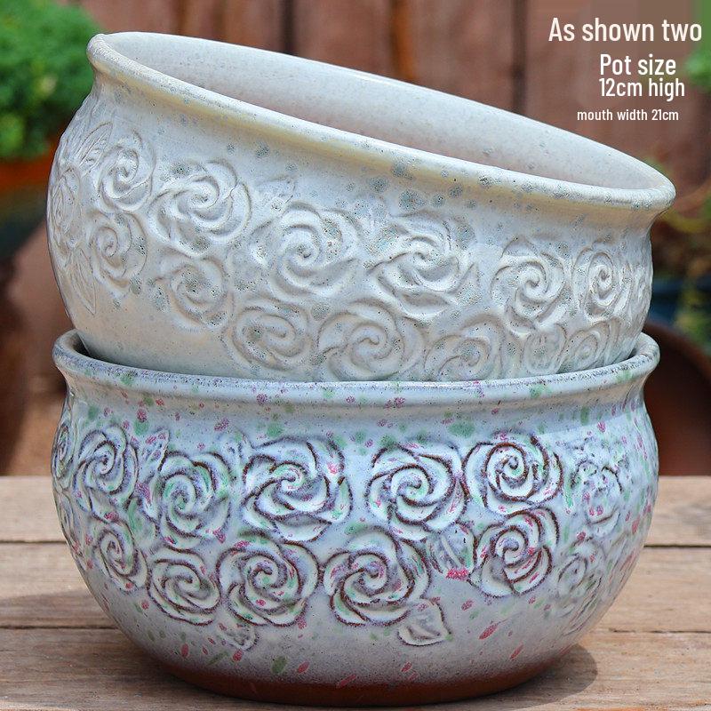Extra Large Ceramic Bonsai Pot with Wide Caliber, Coarse Pottery for Succulents and Bougainvillea.