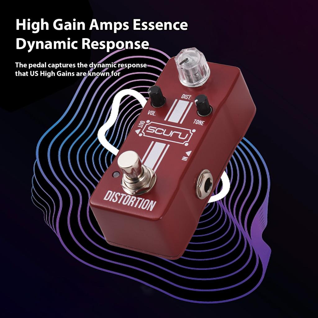 Педаль эффектов искажения для гитары SCURU DIST/VOL/TONE High Gain Amps Dynamic Response DC 9V 6.35mm