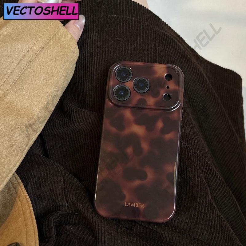 Янтарный ретро-коричневый IMD противоударный чехол для телефона для iPhone 17 16 15 14 12 11 13 Pro Max Plus Air Защитная задняя крышка