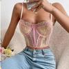 Women Summer Floral Lace Sexy Camisole Fashion Slim Bodycon Basic Suspender Tops Party Ins Streetwear Retro Mesh Camis